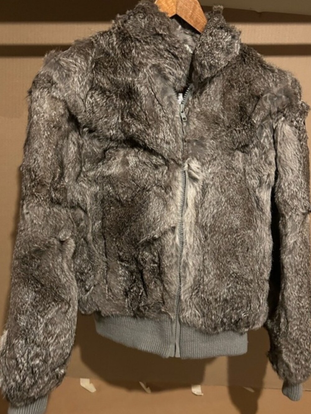 Grey Rabbit Fur Jacket - Picture 3 of 5